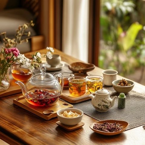 四季养生茶道：春季红茶暖阳、夏季绿茶清热、秋季青茶润燥、冬季黑茶保暖